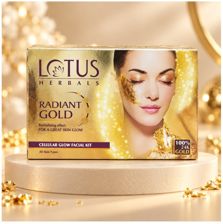 Lotus Herbals Radiant Gold Cellular Glow Facial Kit retail box