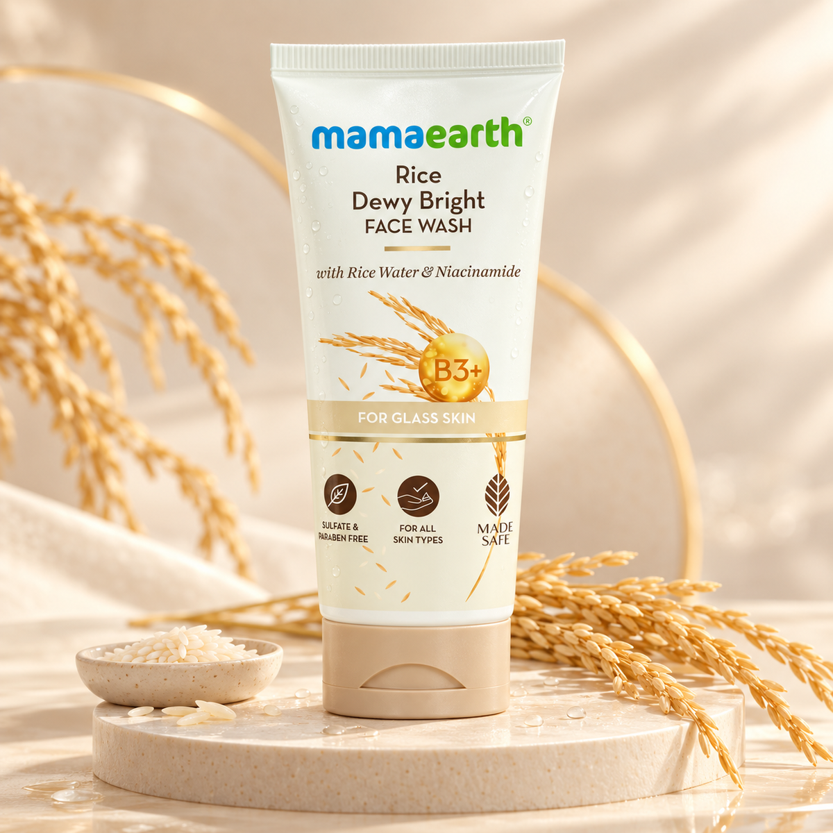 Mamaearth Rice Dewy Bright Face Wash with Rice Water & Niacinamide front pack
