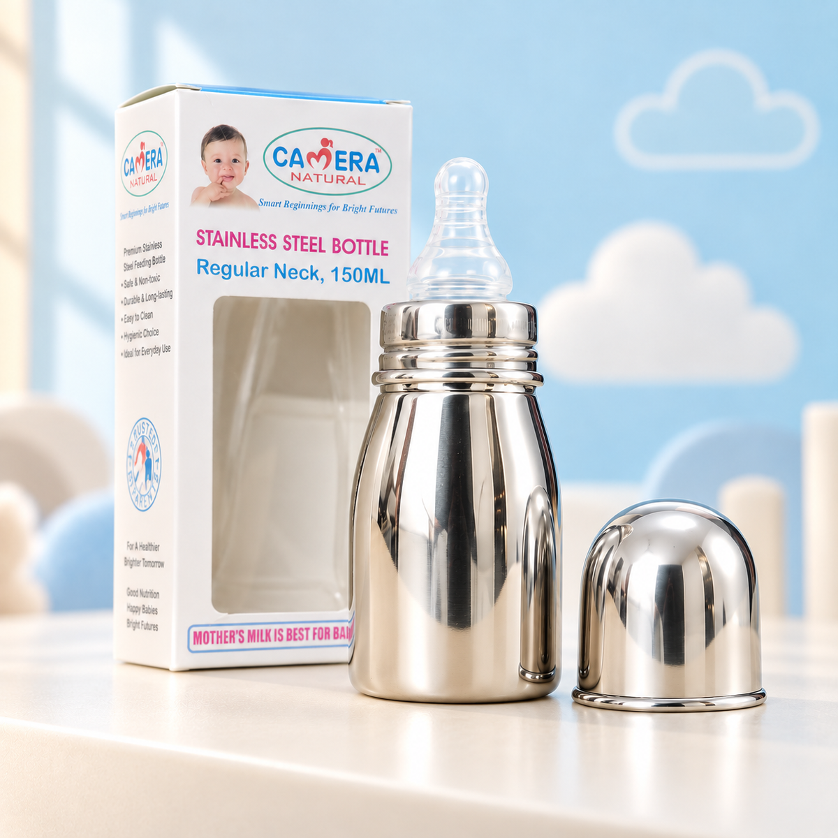 Camera Natural Stainless Steel Feeding Bottle - Regular Neck additional view