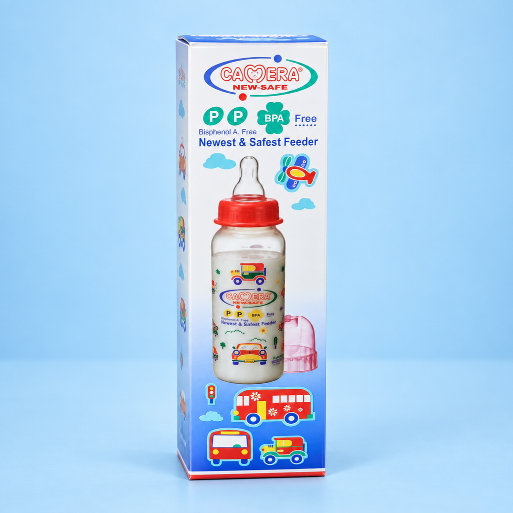 Camera New-Safe Feeding Bottle - Vehicle Print front pack