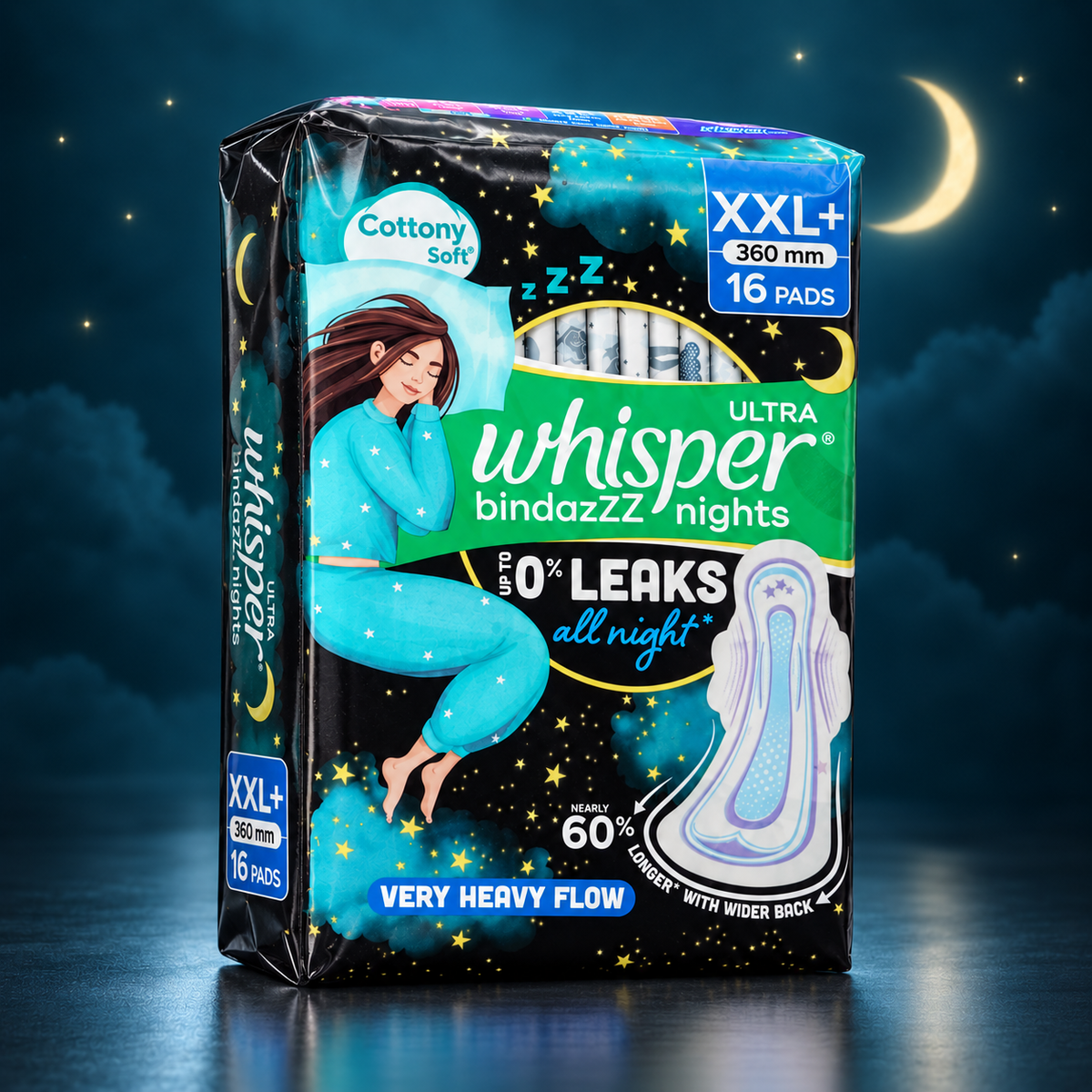 Whisper Bindazzz Nights Ultra Cottony Soft XXL+ 360 mm - 16 Pads additional view