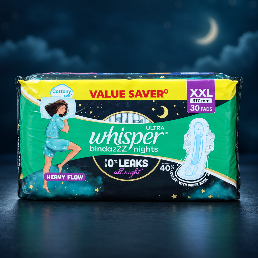 Whisper Bindazzz Nights Ultra Cottony Soft XXL - 30 Pads front pack