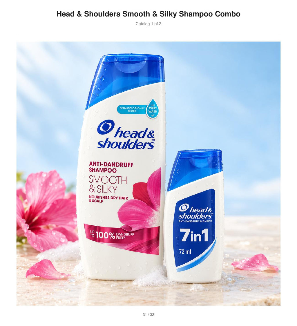 Head & Shoulders Smooth & Silky Shampoo + 7-in-1 Shampoo Pack front packaging