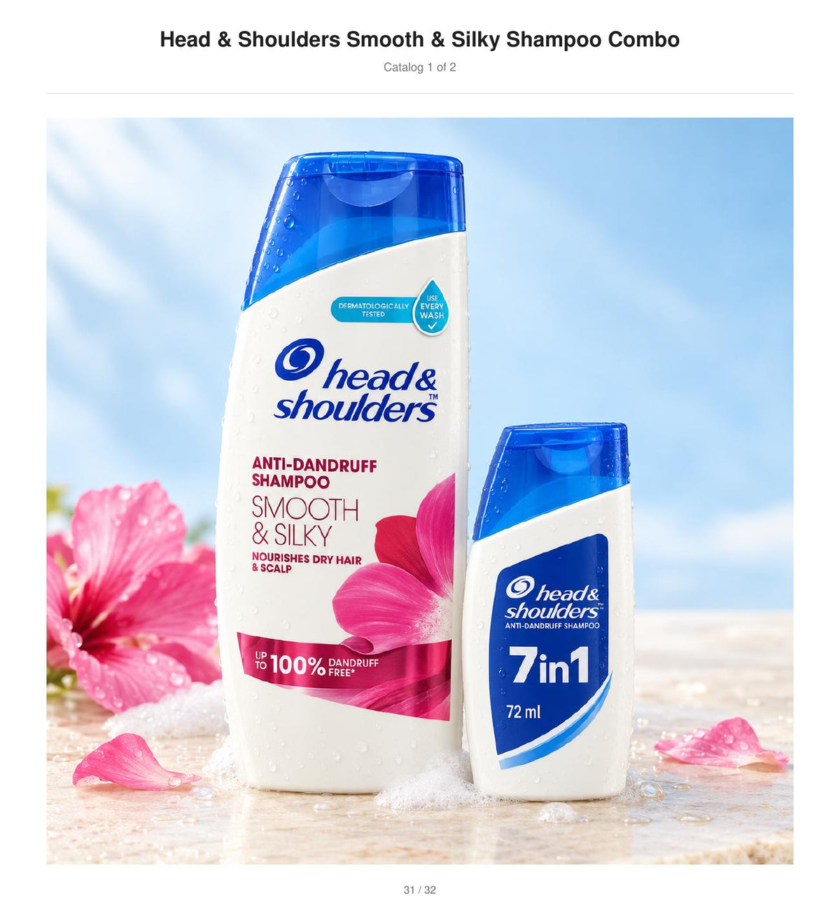Head & Shoulders Smooth & Silky Shampoo + 7-in-1 Shampoo Pack front packaging