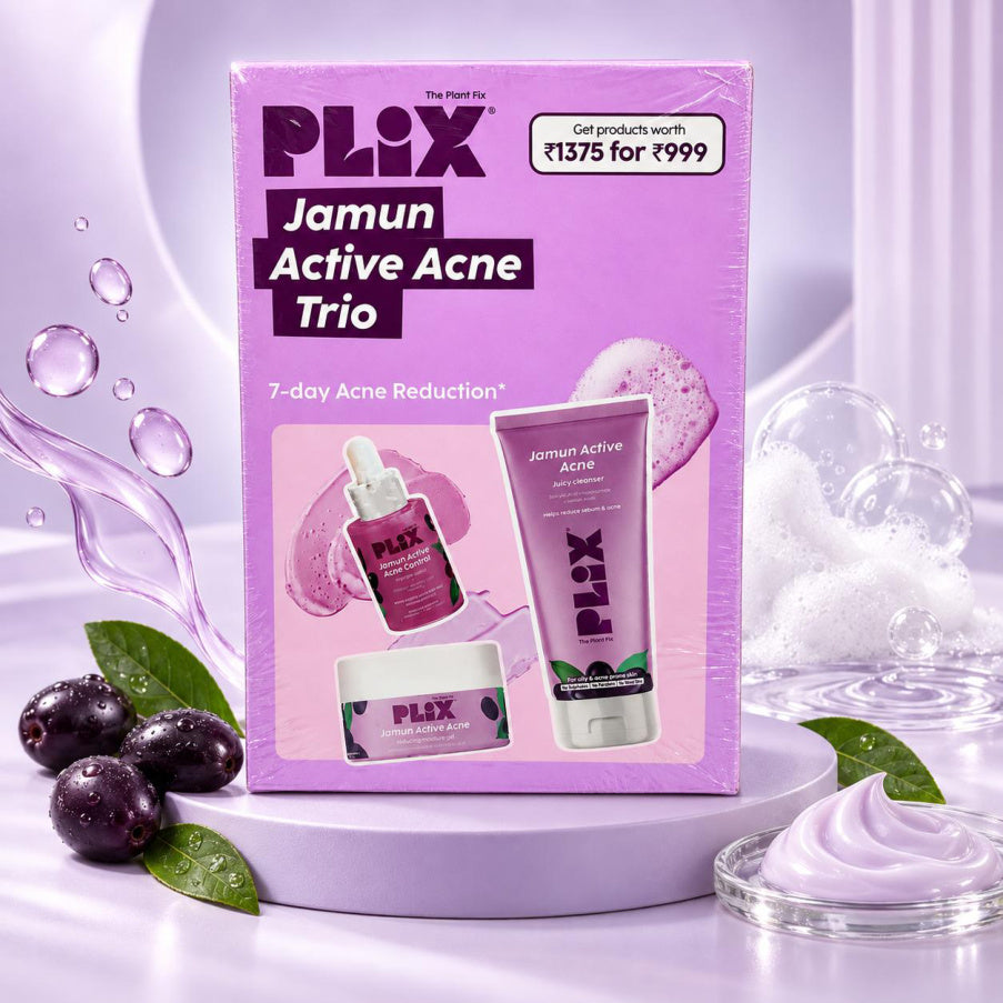 PLIX Jamun Active Acne Trio with products