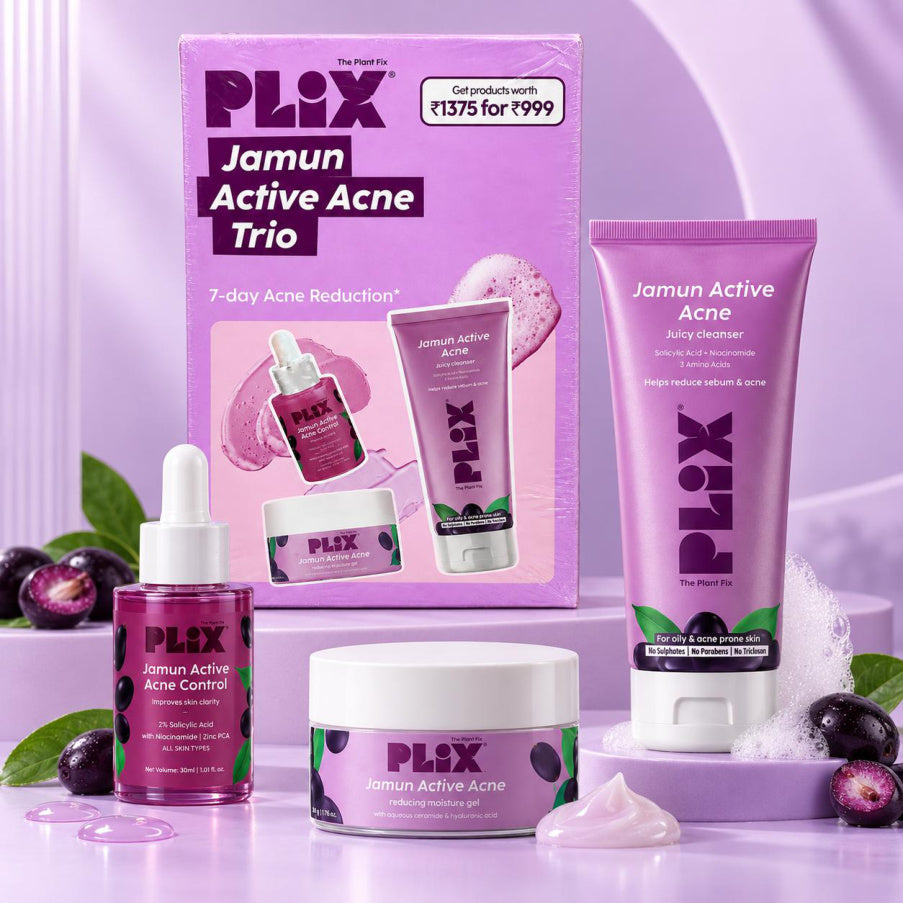 PLIX Jamun Active Acne Trio combo packaging